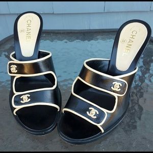 Chanel leather mules